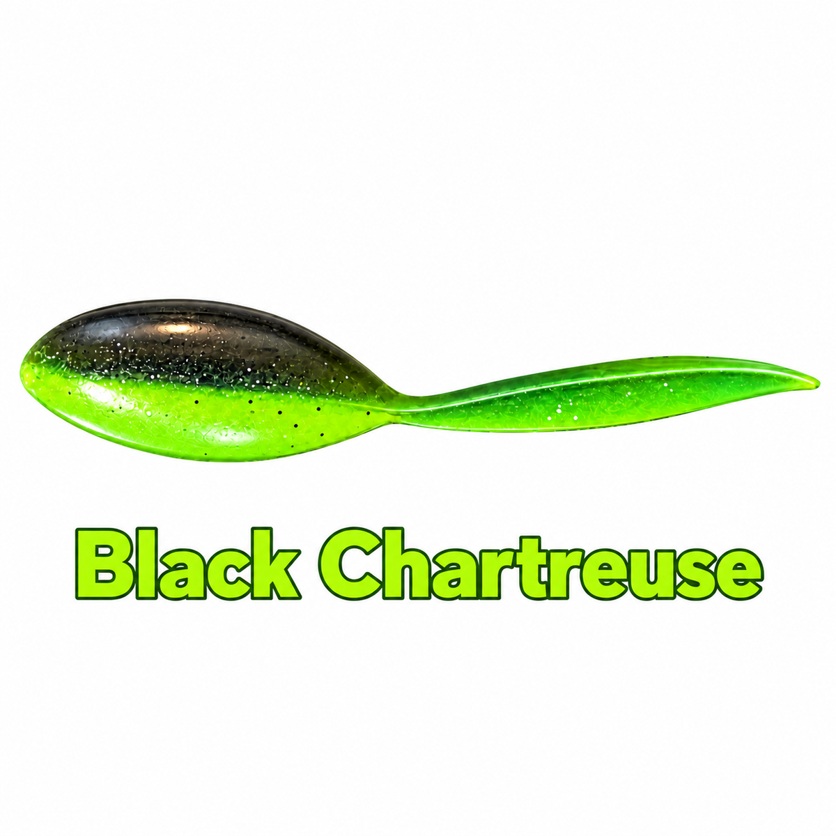 Kai's Custom Jigs 2-inch Tadpole soft plastic bait in Black Chartreuse
