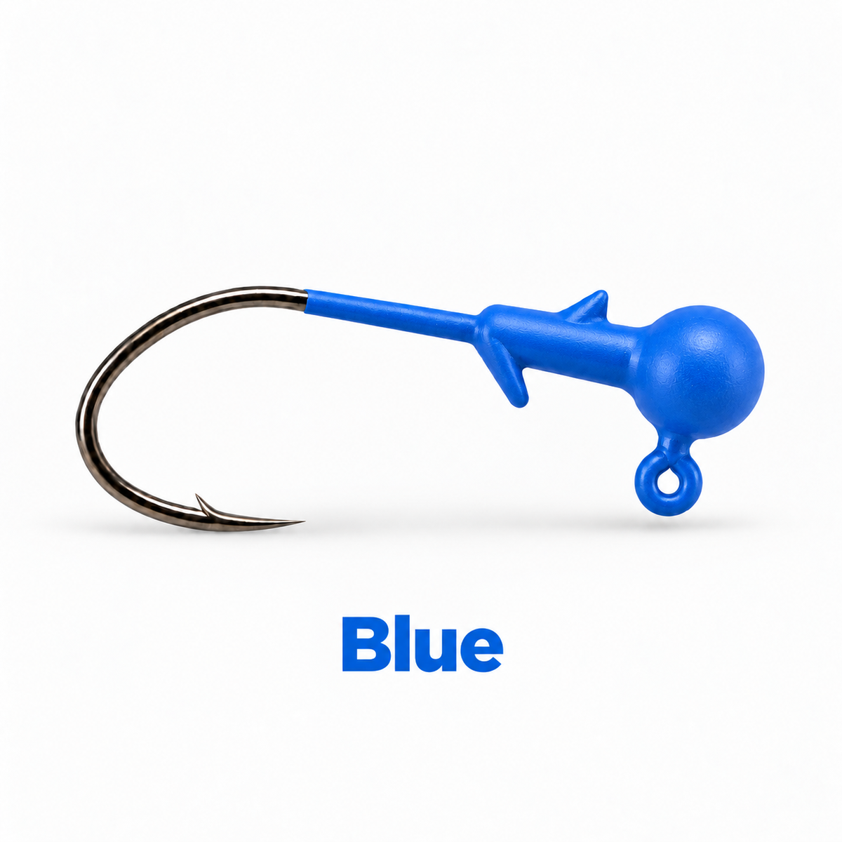 Kai's Custom Jigs blue crappie jig head with bait keeper, matte finish, and sickle hook