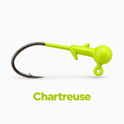 Kai's Custom Jigs chartreuse crappie jig head with bait keeper, matte finish, and sickle hook