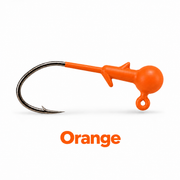 Kai's Custom Jigs orange crappie jig head with bait keeper, matte finish, and sickle hook