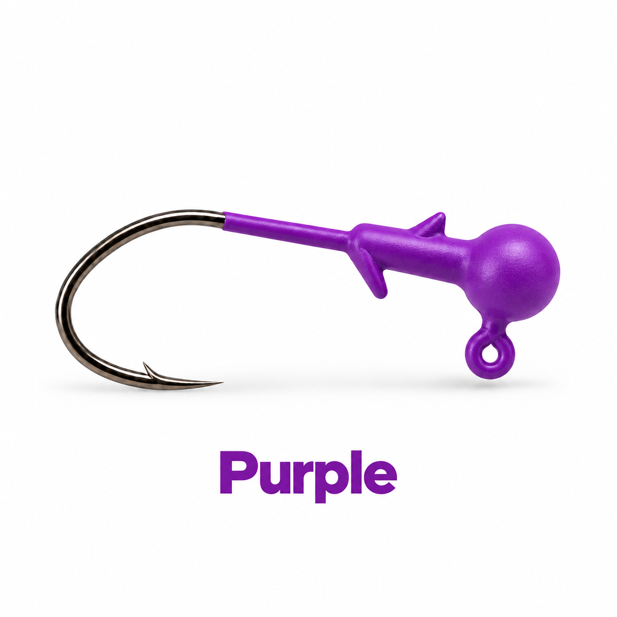 Kai's Custom Jigs purple crappie jig head with bait keeper, matte finish, and sickle hook