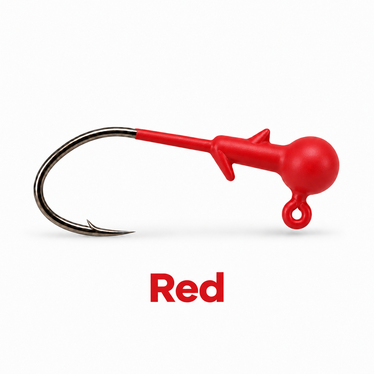 Kai's Custom Jigs red crappie jig head with bait keeper, matte finish, and sickle hook