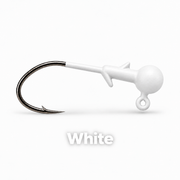 Kai's Custom Jigs white crappie jig head with bait keeper, matte finish, and sickle hook