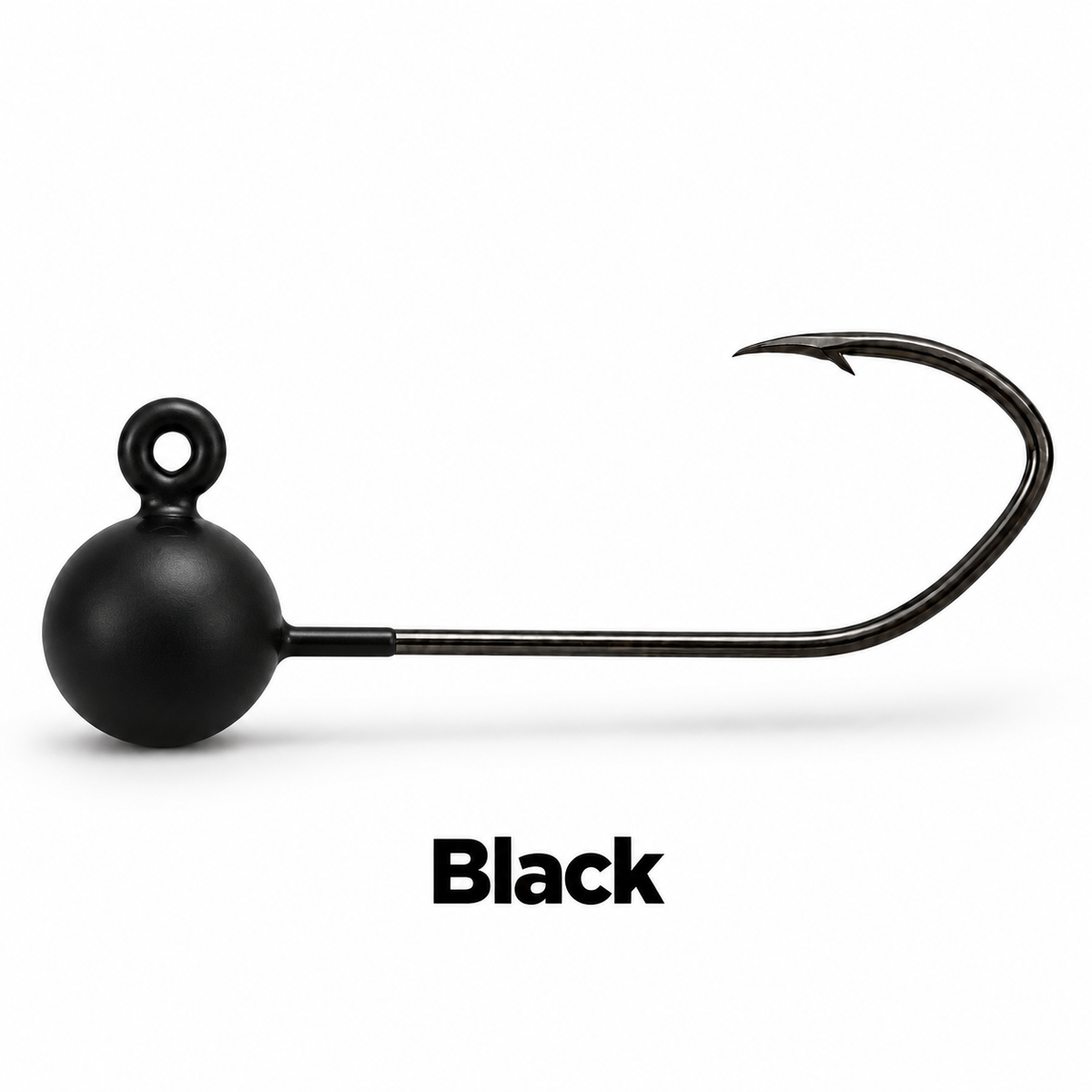 Kai's Custom Jigs black no-keeper crappie jig head with a dull matte finish and sickle hook