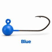 Kai's Custom Jigs blue no-keeper crappie jig head with a dull matte finish and sickle hook