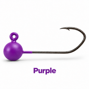 Kai's Custom Jigs purple no-keeper crappie jig head with a dull matte finish and sickle hook