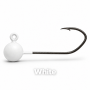 Kai's Custom Jigs white no-keeper crappie jig head with a dull matte finish and sickle hook