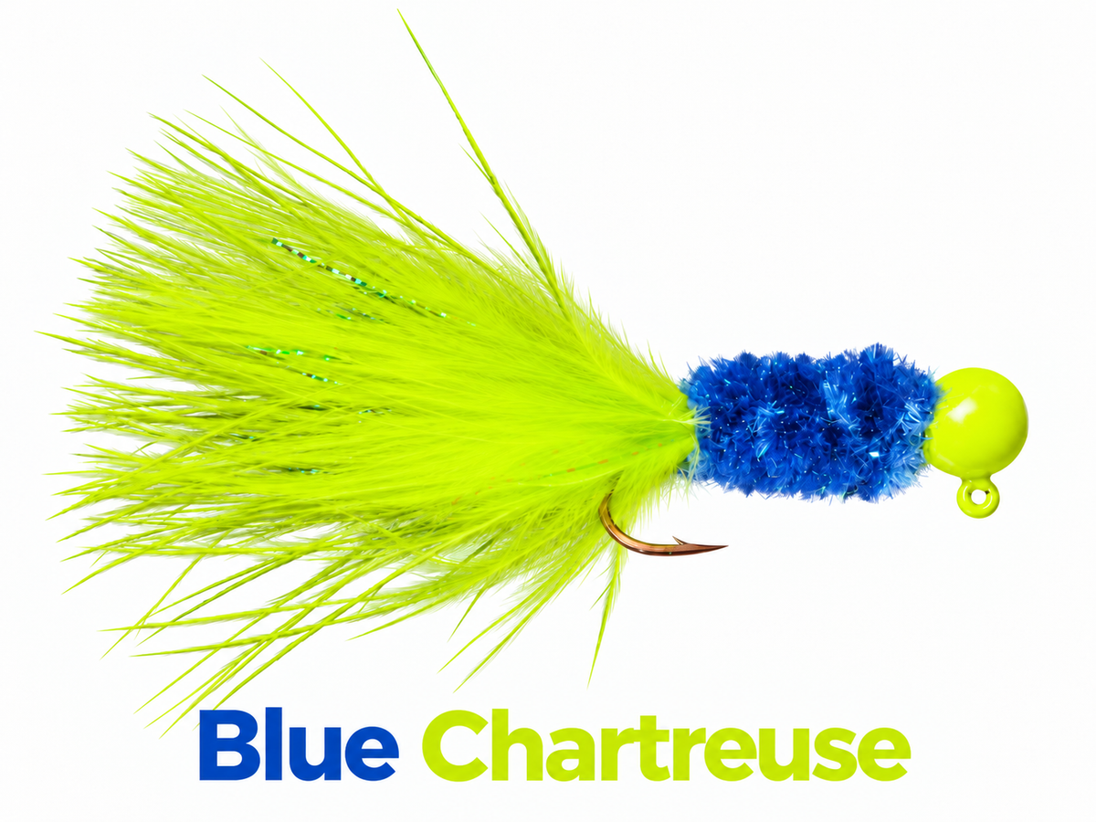 Kai's Custom Jigs Marabou Jig in Blue Chartreuse