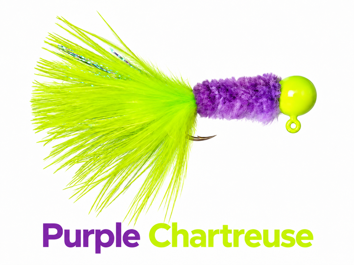 Kai's Custom Jigs Marabou Jig in Purple Chartreuse